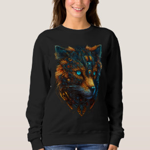 Fox Robot Blue Eyes Animal Art Fantasy Sweatshirt
