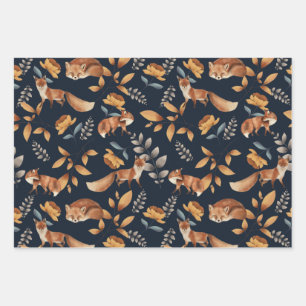 fox & rose wrapping paper sheet
