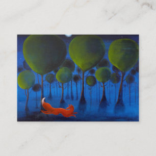 Fox Running In Woodland at Night. Business Card