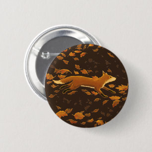 Fox Running Through Fall 6 Cm Round Badge