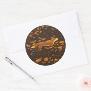 Fox Running Through Fall Classic Round Sticker