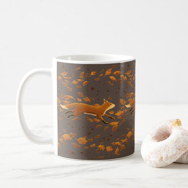 Fox Running Through Fall Coffee Mug (With Donut)