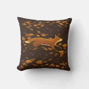 Fox Running Through Fall Cushion