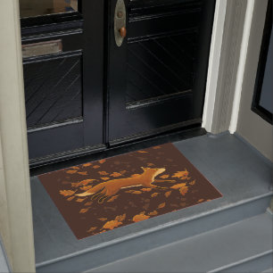 Fox Running Through Fall Doormat