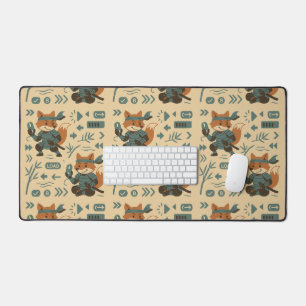 Fox Samurai Gamer  Desk Mat
