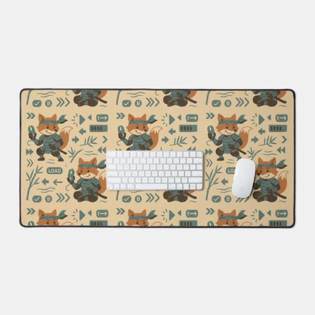 Fox Samurai Gamer  Desk Mat (Keyboard & Mouse)