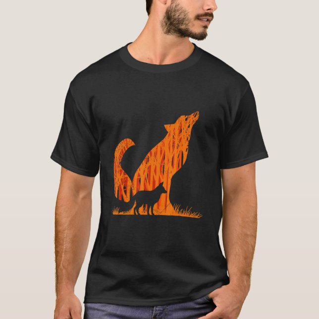 Fox silhouette fox forest hunter 1 T-Shirt (Front)