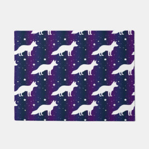 Fox Silhouette Starry Night Galaxy Lover Universe Doormat