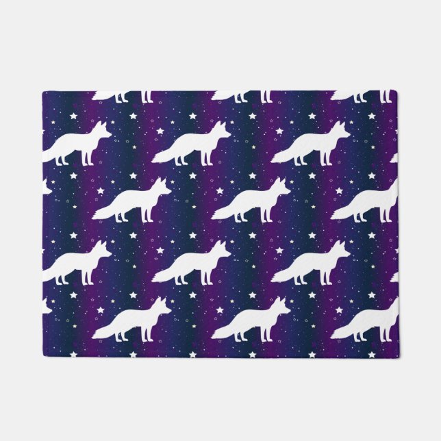 Fox Silhouette Starry Night Galaxy Lover Universe Doormat (Front)