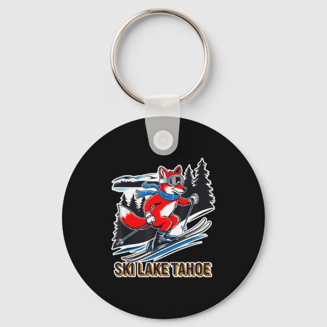 Fox skiing alpine ski adventure lake tahoe key ring (Front)