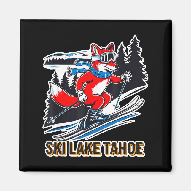 Fox skiing alpine ski adventure lake tahoe magnet (Front)