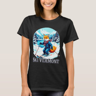 Fox skiing in vermont winter wonderland T-Shirt