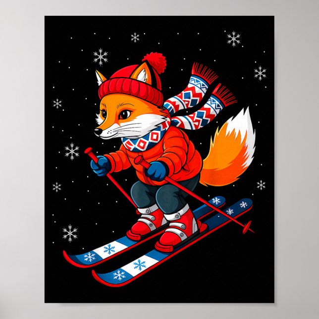 Fox skiing skier ski winter snow  poster (Front)