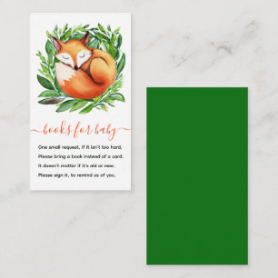 Fox Sleeping Books for Baby Shower Forest Greenery Enclosure Card