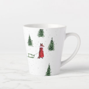 Fox snow winter Christmas illustration  Latte Mug