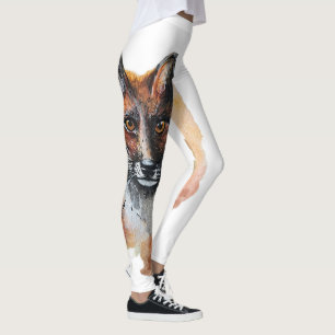 Fox – Spirit Animal, Watercolor Totem Joga Guide A Leggings