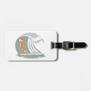 Fox Standing on a Surfboard Luggage Tag