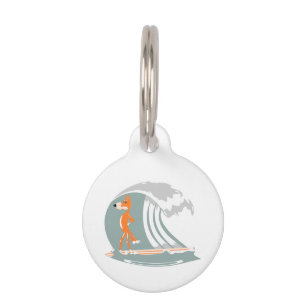 Fox Standing on a Surfboard Pet Tag