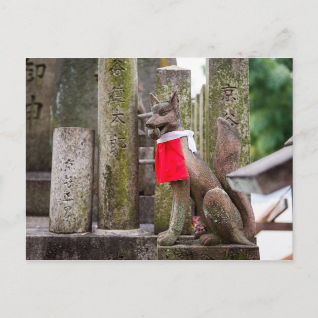 Fox Statue of Fushimi Inari Shrine Postcard (Front)