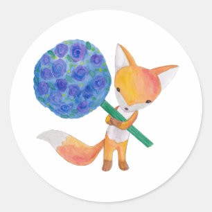 Fox Stickers Red Fox Favour Gift Thank you Sticker
