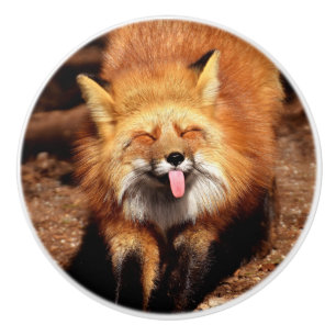 Fox Sticking It's Tongue Out Ceramic Knob