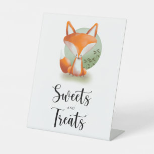 Fox - sweets and treats baby shower pedestal sign