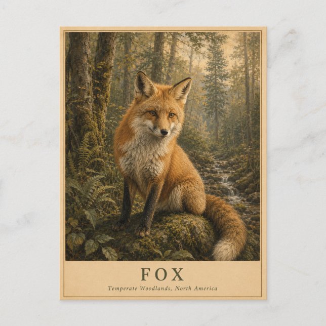 Fox Temperate Woodlands VINTAGE Postcard (Front)