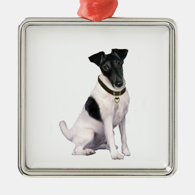 Fox Terrier (A) - Smooth - black-white Metal Tree Decoration (Front)