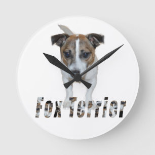 Fox Terrier And Fox Terrier Logo, Round Clock
