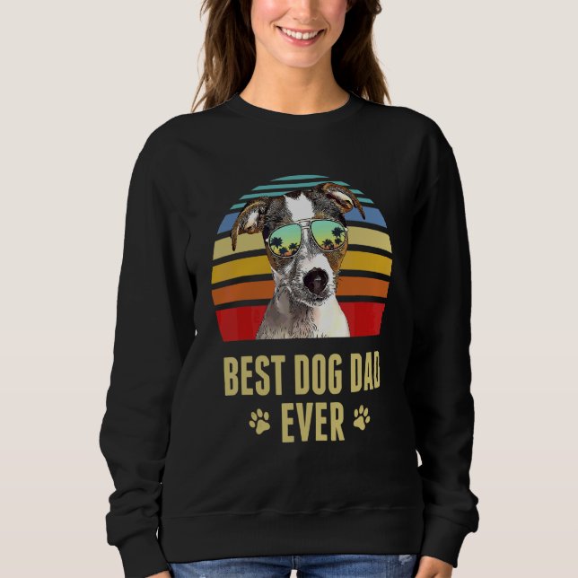 Fox Terrier Best Dog Dad Ever Retro Sunset Sweatshirt (Front)