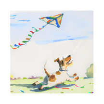 Fox Terrier Chasing a Kite in the Park Watercolor