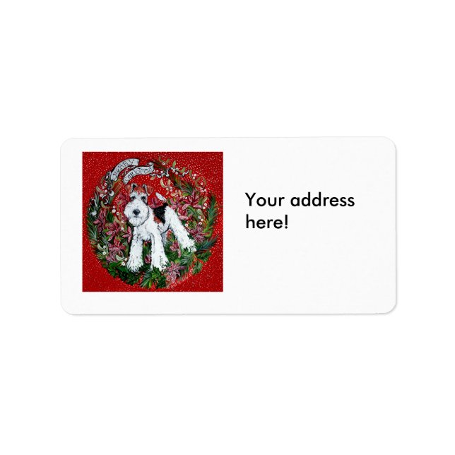 Fox Terrier Christmas Address Label (Front)