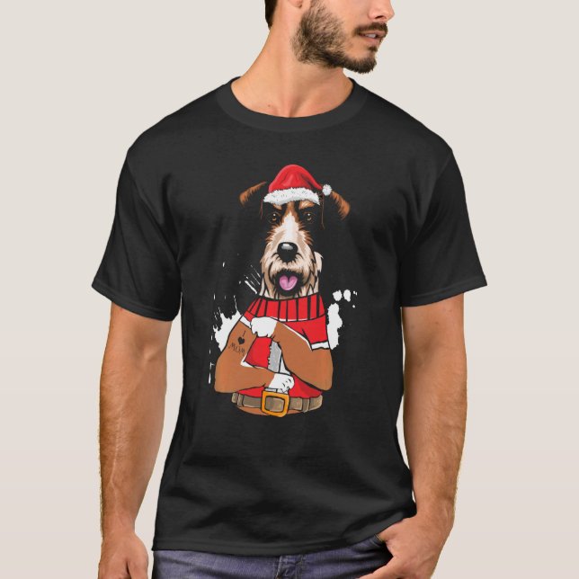 Fox Terrier Dog Santa I Love Mum Tattoo Ugly Chris T-Shirt (Front)