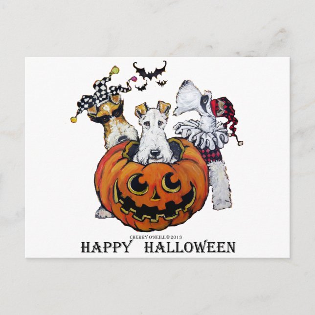 Fox Terrier Halloween Postcard (Front)