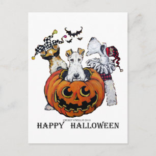 Fox Terrier Halloween Postcard