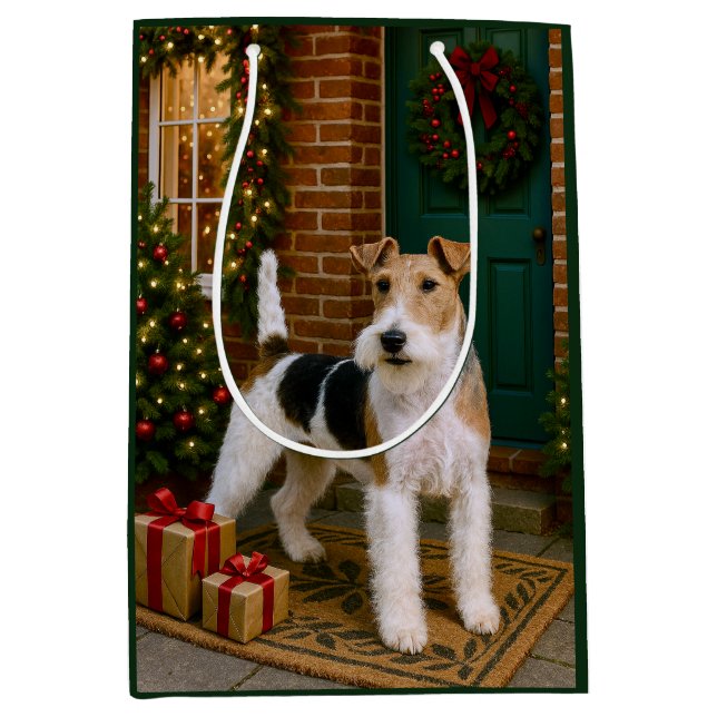 Fox Terrier Holiday  Medium Gift Bag (Front)