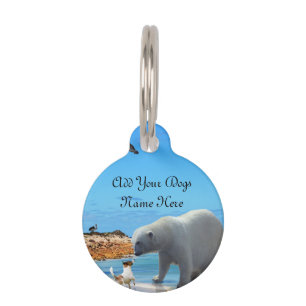 Fox Terrier Meeting A Polar Bear, Pet Tag
