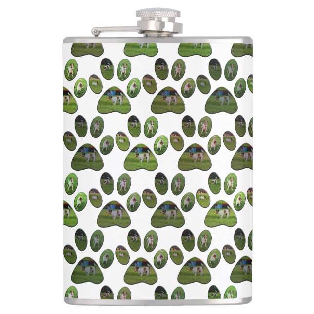 Fox Terrier Paw Prints, Hip Flask (Front)