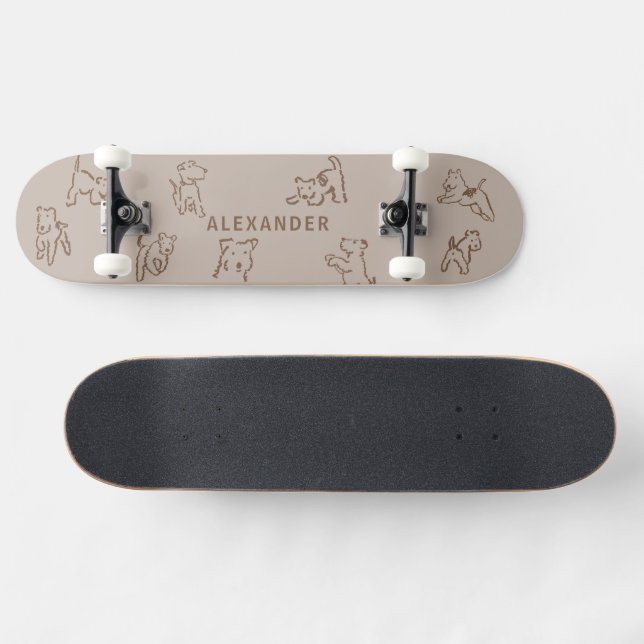 Fox Terrier Personalised Name Skateboard (Horz)