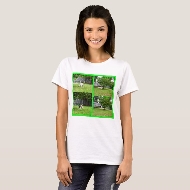 Fox Terrier, Photo Collage, Ladies_White_T-shirt T-Shirt (Front Full)