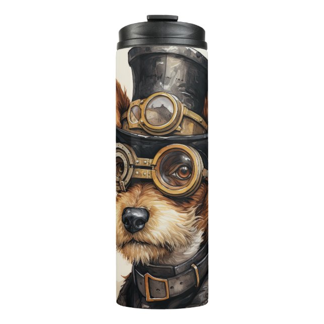 Fox Terrier Steampunk Dog Thermal Tumbler (Front)