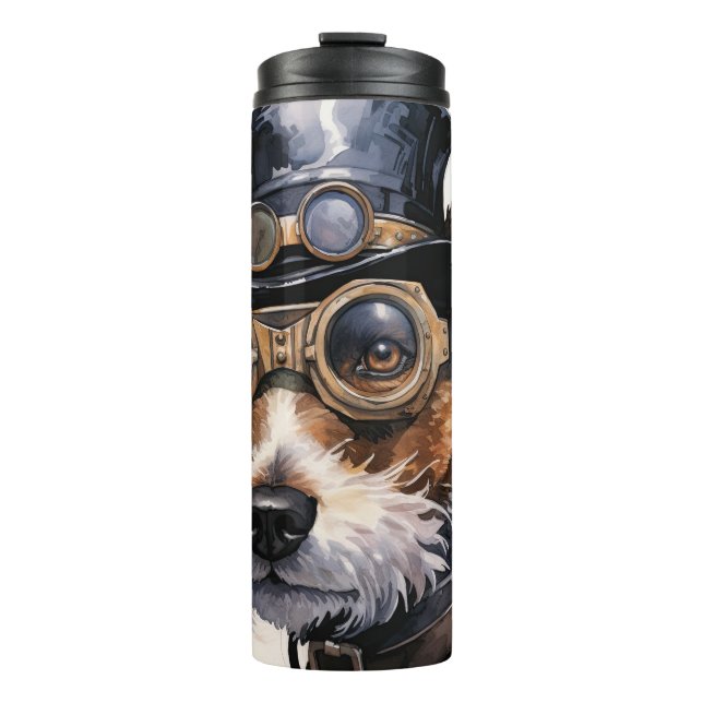 Fox Terrier Steampunk Dog Thermal Tumbler (Front)