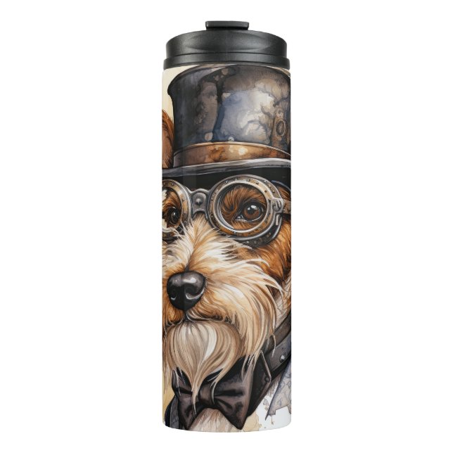 Fox Terrier Steampunk Dog Thermal Tumbler (Front)