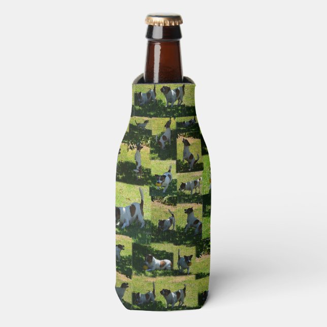 Fox Terrier The Long Hard Day Photo Collage, Bottle Cooler (Bottle Front)