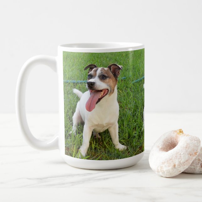 Fox Terrier, Tongue In Cheek,   Coffee Mug (With Donut)