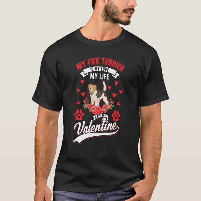Fox Terrier Valentine's Day Wire Fox Terrier T-Shirt (Front)