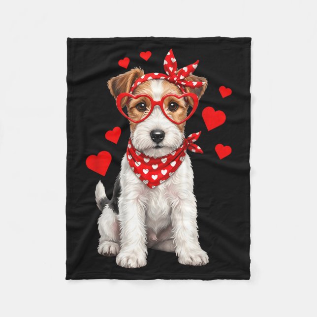 Fox Terrier Valentines Day Wirehaired Dog Lover He Fleece Blanket (Front)