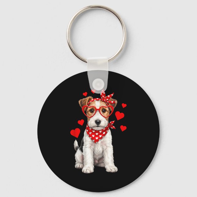 Fox Terrier Valentines Day Wirehaired Dog Lover He Key Ring (Front)