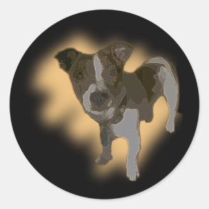 Fox Terrier Watercolor, Round Stickers