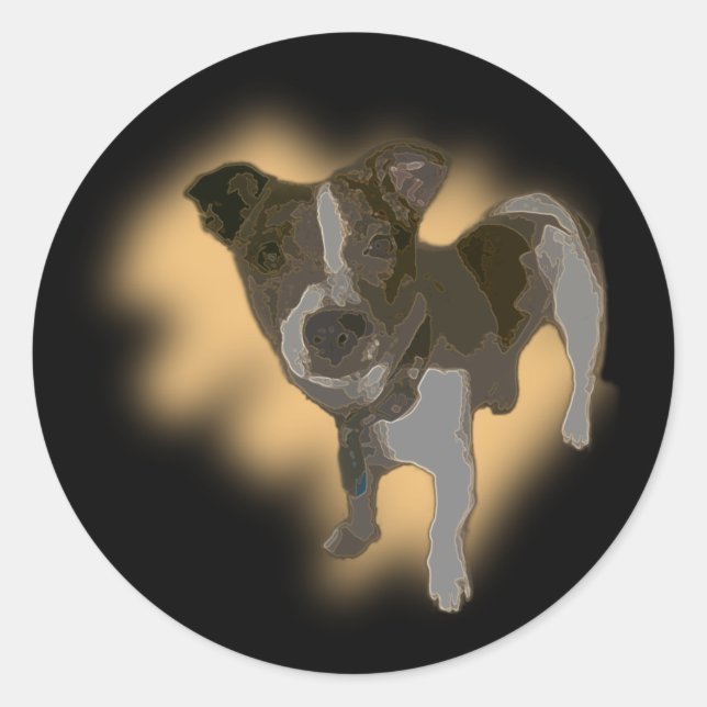 Fox Terrier Watercolor, Round Stickers (Front)